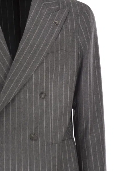 Tagliatore Double-breasted Suit In Superfine Virgin Wool In Gray