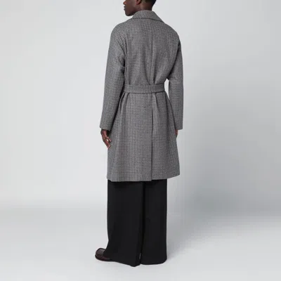 Tagliatore Houndstooth Belt Coat In Gray