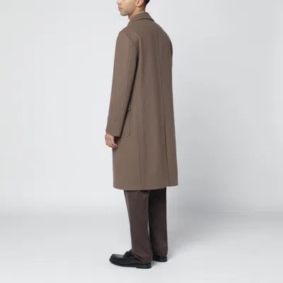 Tagliatore Taupe Double-breasted Wool-blend Coat