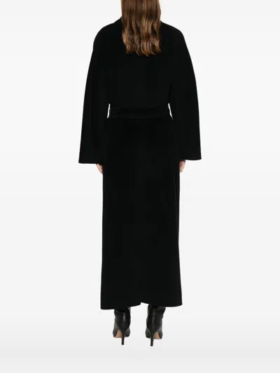 Tagliatore Long Wool Coat Belted Waist In Black