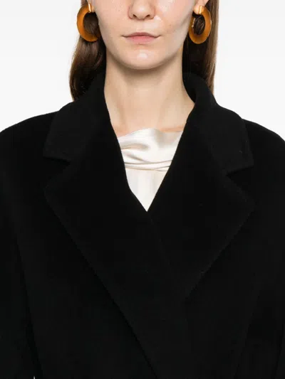 Tagliatore Long Wool Coat Belted Waist In Black