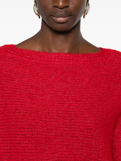 Talking Walls Short-sleeve Knitted Top In Red