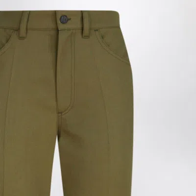 Attico Military Green Wool Gabardine Trousers In Multi