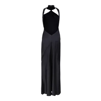 Attico Asymmetrical Midi Dress With Raw Edge Detail In Black