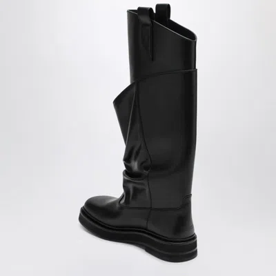 Attico Black Leather La Passeggiata Boots In Black