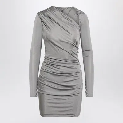 Attico Draped Grey Mini Dress In Gray