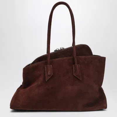 Attico La Passeggiata Brown Shoulder Bag With Two Top Handles In Leather Suede Woman