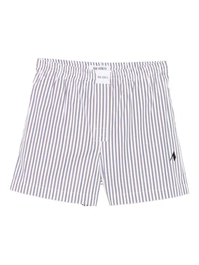 Attico The  Striped Cotton Shorts In Multi