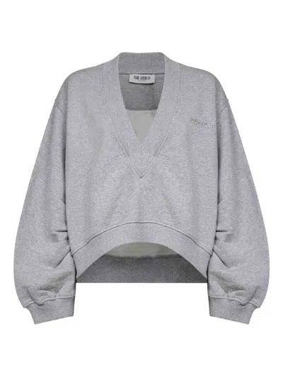 Attico V Neck Sweatshirt In Gray