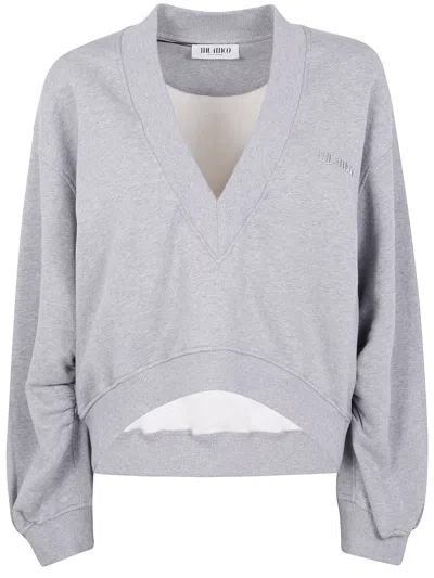 Attico V Neck Sweatshirt In Gray