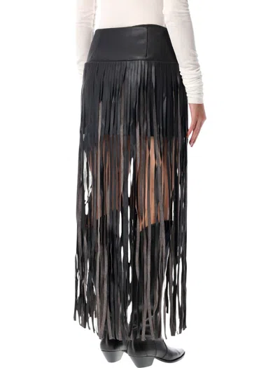 The Garment Brooklyn Leather-look Fringe Skirt In Black