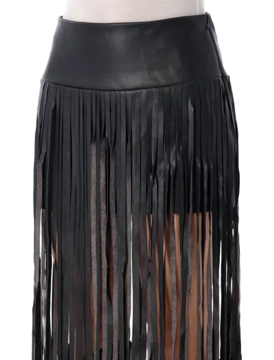 The Garment Brooklyn Leather-look Fringe Skirt In Black