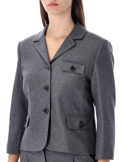 The Garment Mitch Fitted Jacket In Grey Melange Wool In Gray