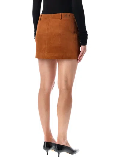 The Garment Brown Suede Mini Skirt With Buttons In Brown