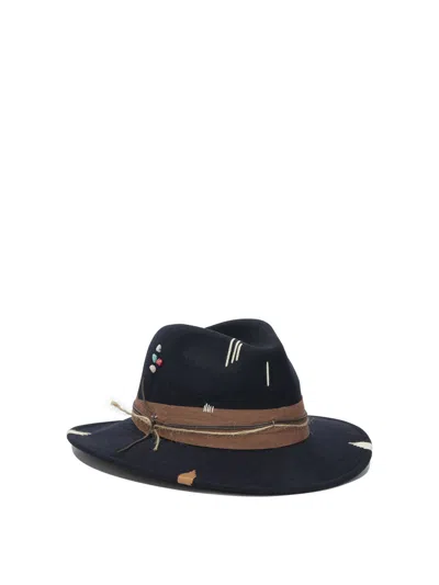 The Hat Gang Blue Wool Hat In Black