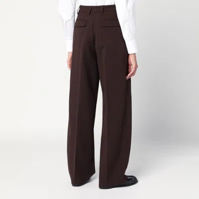 The Latest Thelatest Wide-leg Brown Wool Blend Trousers