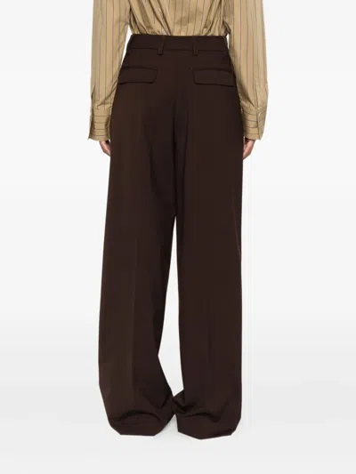 The Latest Thelatest Wide-leg Brown Wool Blend Trousers