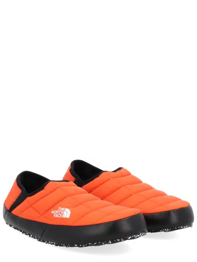 The North Face Quilted Round Toe Sneakers With Rubber Sole In Orange