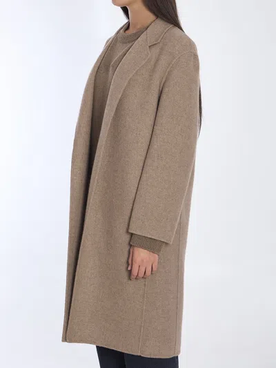 The Row Cappuccino Cashmere Blend Fedra Coat In Brown