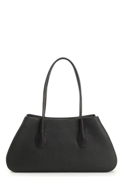 The Row Alger Geometric Shoulder Bag In Leather In Black