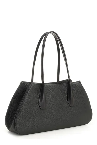 The Row Alger Geometric Shoulder Bag In Leather In Black