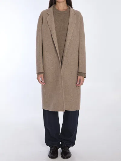 The Row Cappuccino Cashmere Blend Fedra Coat In Brown