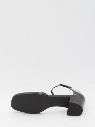 The Row Black Leather Penelope Pumps In Black