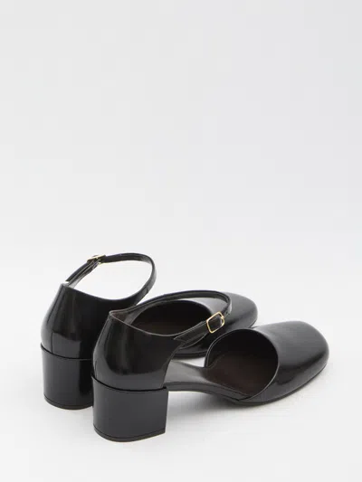 The Row Black Leather Penelope Pumps