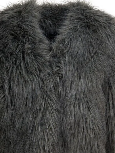 Thelaurent Buttoned Faux Fur Jacket In Gray