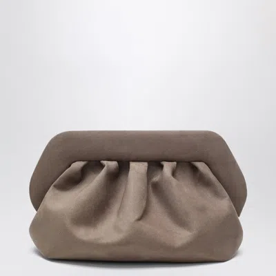 Themoirè Medium Bios Clutch Colour Mud Suede Effect In Neutral