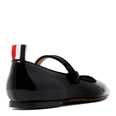 Thom Browne Patent Leather Pointed Thom John Flats In Black
