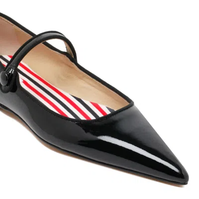 Thom Browne Patent Leather Pointed Thom John Flats In Black