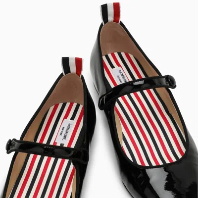 Thom Browne Patent Leather Pointed Thom John Flats In Black