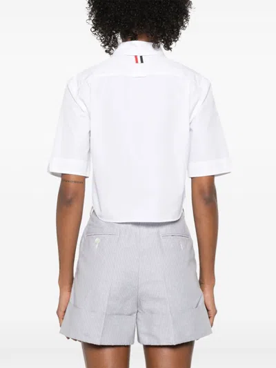 Thom Browne Cropped Shirt Featuring Button-down Collar In White