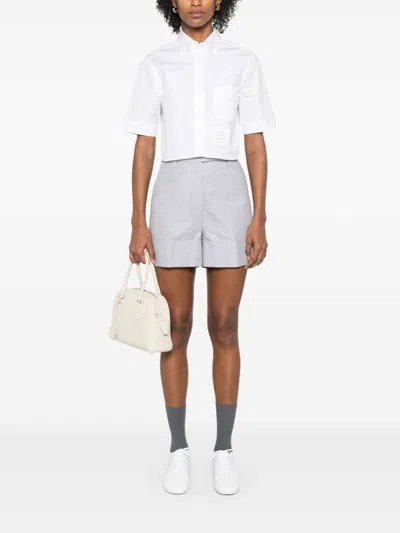 Thom Browne Cropped Shirt Featuring Button-down Collar In White