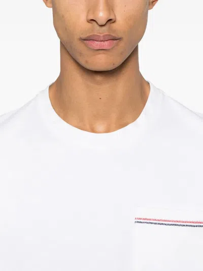 Thom Browne Oversized Short Sleeve Tee With Embroidered Rwb Pocket Trim In Heavy Jersey In White