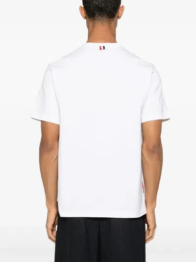 Thom Browne Oversized Short Sleeve Tee With Embroidered Rwb Pocket Trim In Heavy Jersey In White