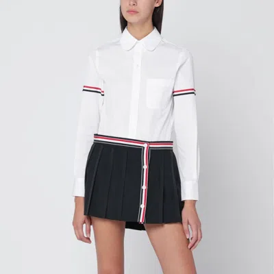 Thom Browne White Poplin Armbands Classic Round Collar Shirt In White