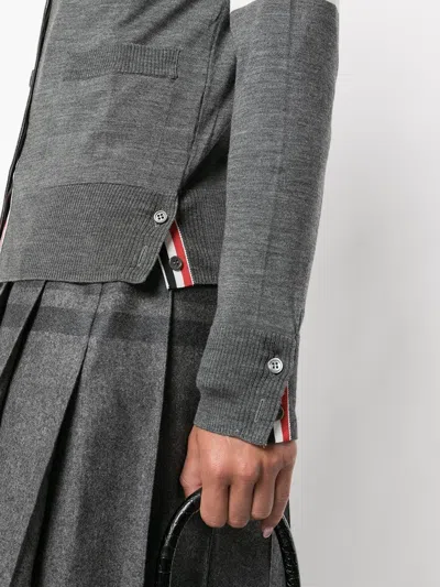 Thom Browne 4-bar Wool Melange Cardigan In Grey