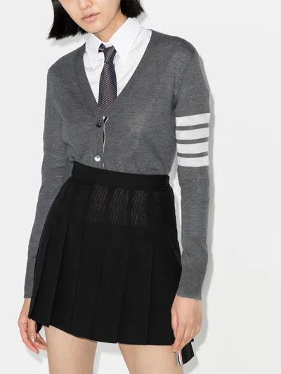 Thom Browne 4-bar Wool Melange Cardigan In Grey