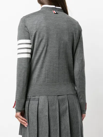 Thom Browne 4-bar Wool Melange Cardigan In Grey