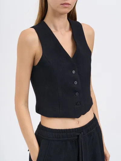 Thom Krom Fitted Wool Vest In Black