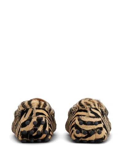 Tod's Gommino Driving Shoes In Pony-skin Effect Leather In Animal Print