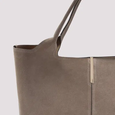 Tod's Light Clay Beige Suede Leather Ebr Shopping Bag In Neutral