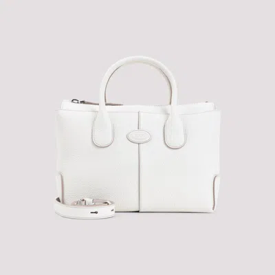 Tod's Stucco White Grained Leather Di Small Shopping Bag In White