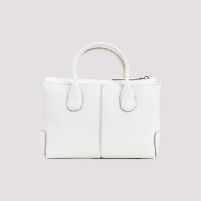 Tod's Stucco White Grained Leather Di Small Shopping Bag In White