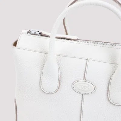 Tod's Stucco White Grained Leather Di Small Shopping Bag In White
