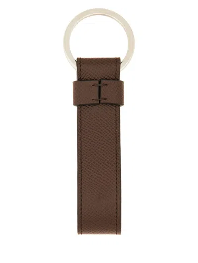 Tod's T Timeless Logo Keychain In Brown