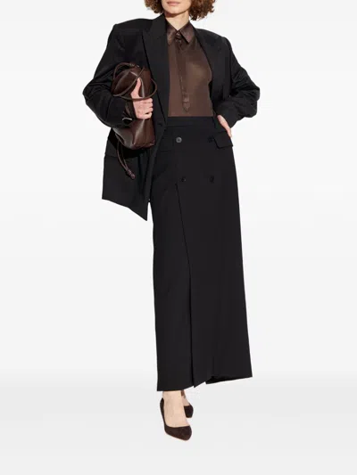 Tom Ford Semi-sheer Silk Long-sleeved Top In Brown