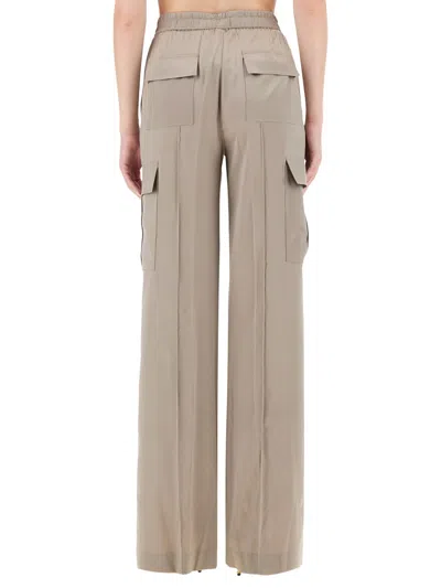 Tom Ford Cargo Pocket Drawstring Elastic Waistband Wide Leg Trousers In Gray